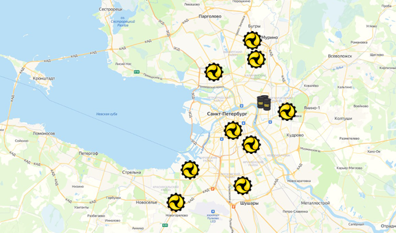 Карта магазинов в СПб