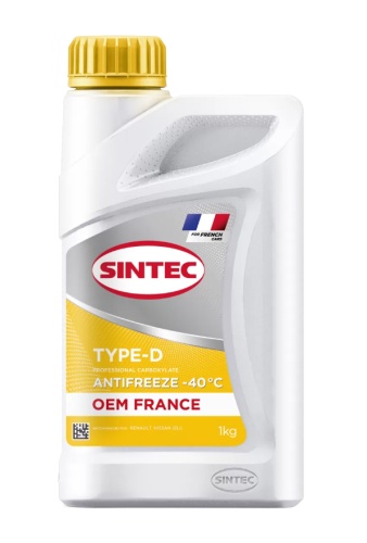 Антифриз Sintec Antifreeze OEM France Type-D yellow-40 (1кг) 6145013