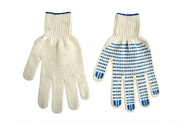 Перчатки х/б с ПВХ 6-ти нитиевые белые 998273 (пара)