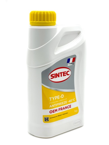 Антифриз Sintec Antifreeze OEM France Type-D yellow-40 (1кг) 6145013