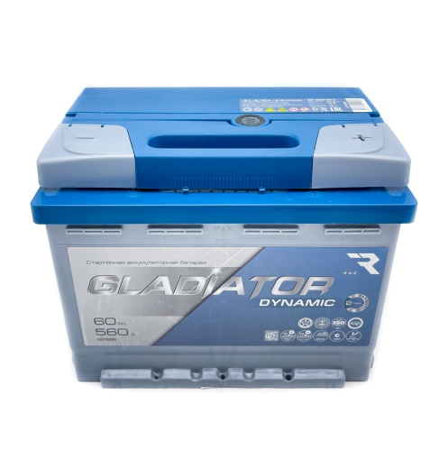 Аккумулятор GLADIATOR Dynamic 60 А/ч 560А об. пол (-/+) конус 242x175x190 мм