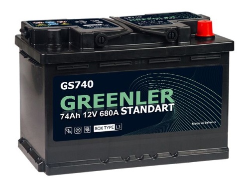 Аккумулятор GREENLER 74Ah 680А об. пол (- +) 278x175x190