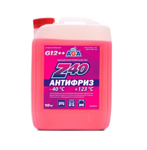 AGA-Z40 Антифриз -40С G12++ красный (10кг) AGA003Z