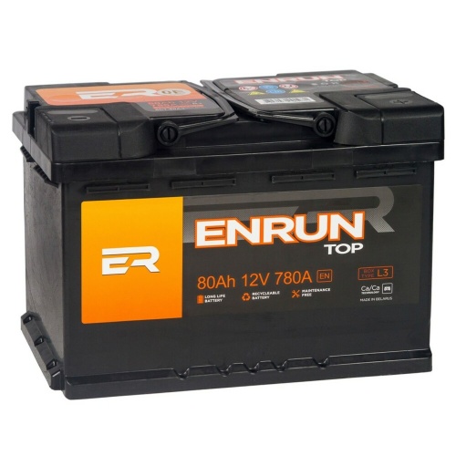 Аккумулятор ENRUN ET800 80А/ч 780А 12V обратная (-) (+) полярн. стандартные 278х175х190