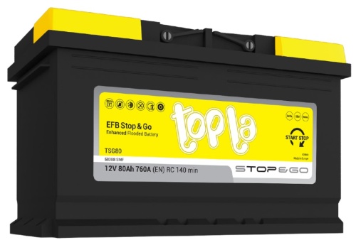 Аккумулятор Topla EFB 80Ah 760A об. пол. (- +) 315x175x190