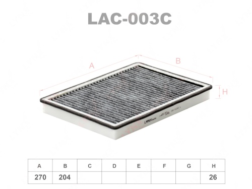 LYNXauto Фильтр салонный угольный LAC003C (CUK2622, CU2622) CHEVROLET CAPTIVA / OPEL ANTARA