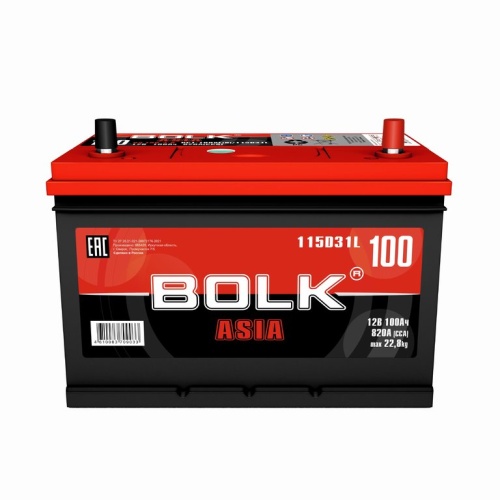 BOLK Аккумулятор ASIA 100 A/ч Обратная R+ 306х175х225 CCA 820A	BA 100-3-R
