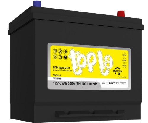 Аккумулятор Topla EFB 65Ah 600A об. пол. (- +) 230x173x220