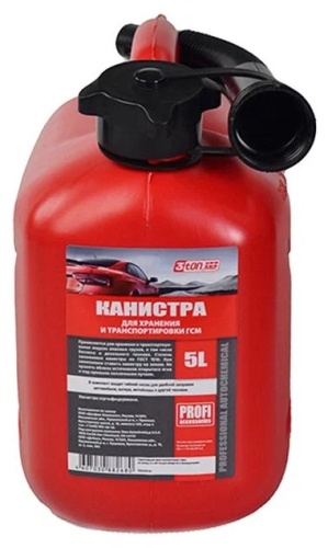 3TON Канистра 5л Красная для топлива в комплекте с крышкой и лейкой