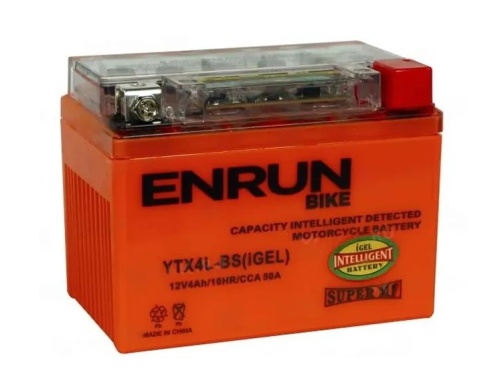 Аккумулятор ENRUN YTX4L-BS GEL 4Ah 50A обр. пол. (- +) 113x70x87