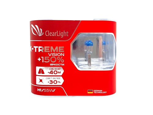 ClearLight Лампа 12V H1 55W +150% P14,5s X-treme Vision 2 шт. DUOBOX MLH1XTV150