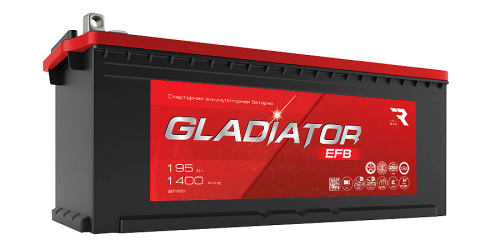 Аккумулятор GLADIATOR EFB 195Ah 1400А об. пол (+ -) 513x223x223