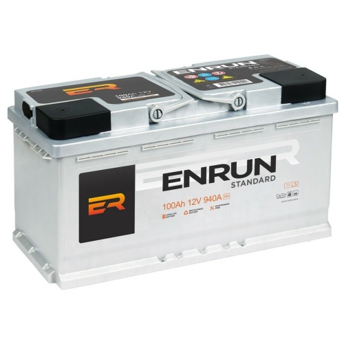 Аккумулятор ENRUN ES1001 100Ah 940A пол пр(+ -) 353x175x190