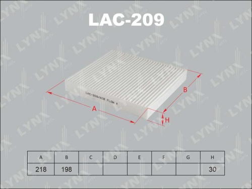 LYNXauto Фильтр салонный LAC209 (CU2345)