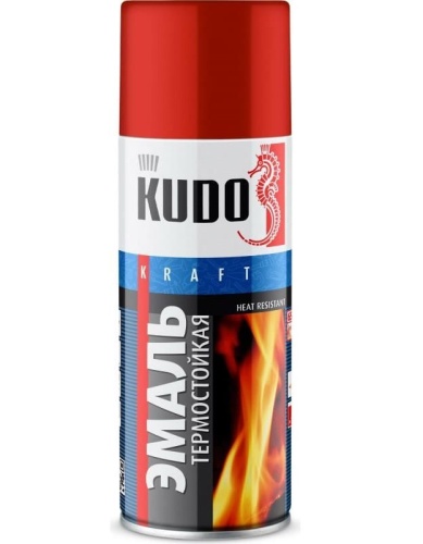 KUDO Краска спрей термостойкая красная 520 мл KU5005