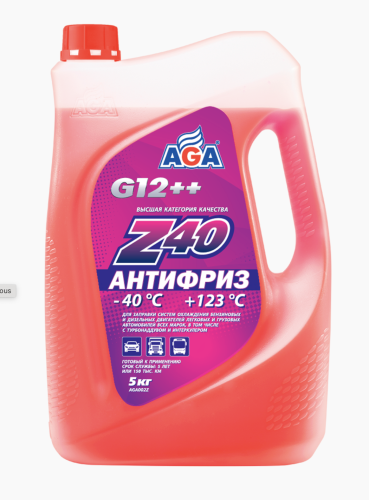 AGA-Z40 Антифриз -40С G12++ красный (5кг) AGA002Z