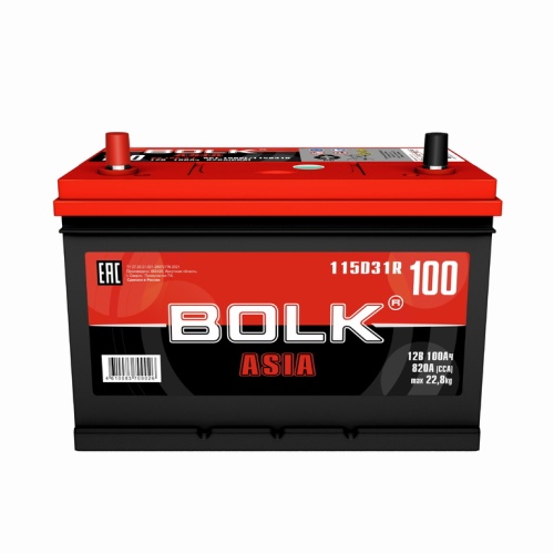 BOLK Аккумулятор ASIA  100 A/ч Прямая L+ 306х175х225 CCA 820A BA 100-3-L