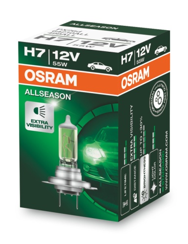 Osram Лампа H7 12V 55W PX26d  ALLSEASON +30% 3000К 1 шт