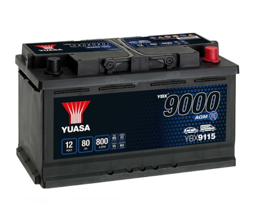 Аккумулятор Yuasa Start Stop Plus 80Ah 800A AGM об. пол (- +) 315x175x190