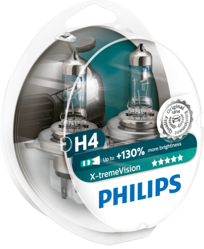 PHILIPS 12342XV+S2 лампа галогенная X-tremeVision +130% H4 3700K 60/55W 2 шт.