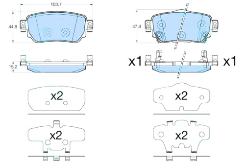 Дисковые тормозные колодки задние TRW GDB3617 для Nissan Qashqai, Renault Kadjar (4 шт.)