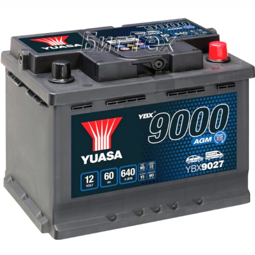 Аккумулятор Yuasa Start Stop Plus 60Ah 600A AGM об. пол (- +) 242x175x175