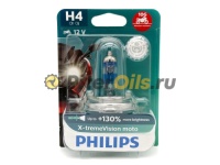 12342XVBW Лампа Philips H4 X-tremeVision Moto +100% 12V 60/55W P43t-38 блистер