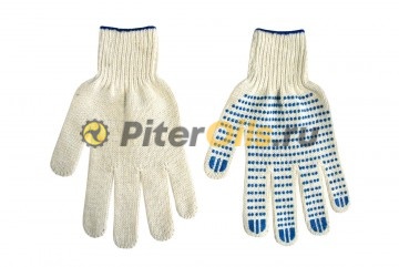 Перчатки х/б с ПВХ 6-ти нитиевые белые 998273 (пара)