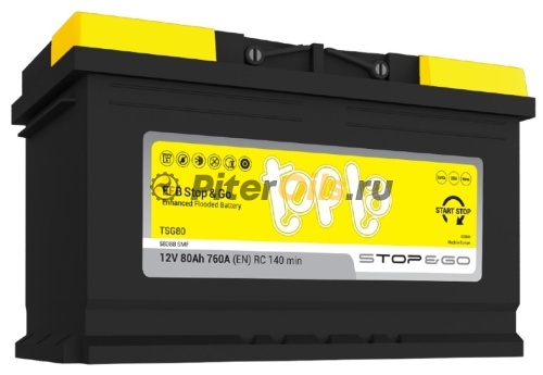 Аккумулятор Topla EFB 80Ah 760A об. пол. (- +) 315x175x190