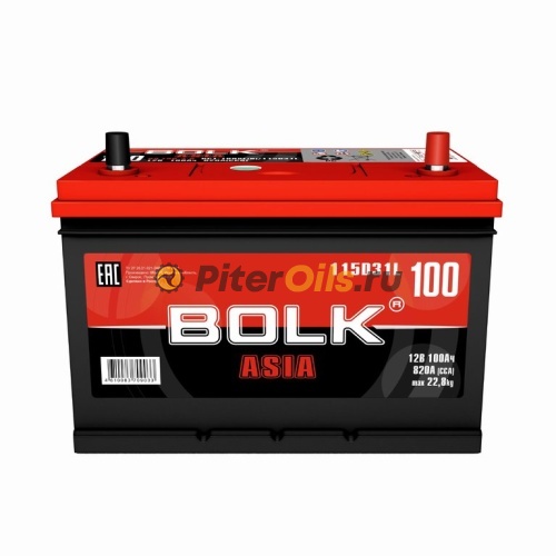 BOLK Аккумулятор ASIA 100 A/ч Обратная R+ 306х175х225 CCA 820A	BA 100-3-R