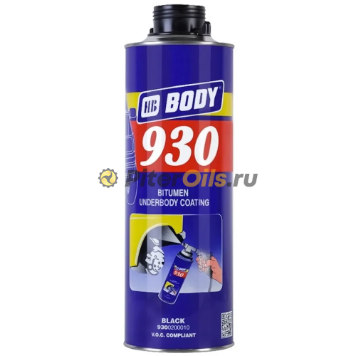 BODY 930 Антигравий черный шумопоглощающий жидкий локер под пистолет (1кг) 9300200010