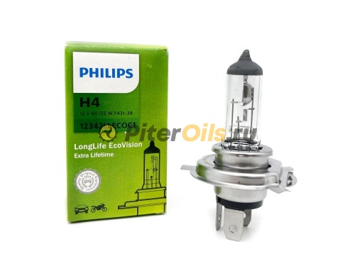 Philips Лампа LongLife EcoVision 12342LLECOC1 H4 60/55W 12342LLECOC1