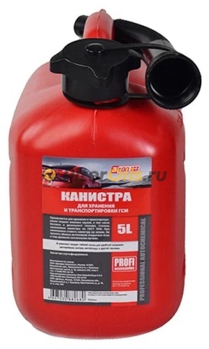 3TON Канистра 5л Красная для топлива в комплекте с крышкой и лейкой