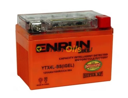Аккумулятор ENRUN YTX4L-BS GEL 4Ah 50A обр. пол. (- +) 113x70x87