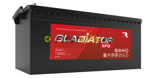 Аккумулятор GLADIATOR EFB 240Ah 1650А об. пол (+ -) 518x276x242
