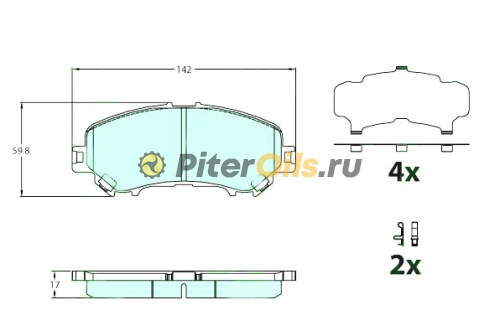 Дисковые тормозные колодки передние TRW GDB3631 NISSAN Qashqai (J11) 2013-/X-Trail (T32) 14- (4 шт.)