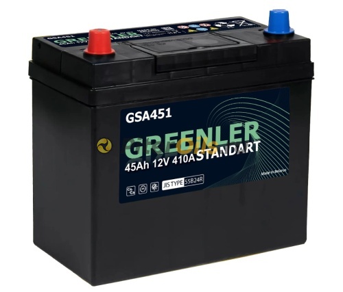Аккумулятор GREENLER 45Ah 410А пр. пол (+ -) 238х129х227