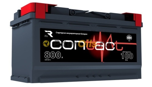 Аккумулятор Contact 100Ah 800А пр. пол. (+ -) 353x175x190