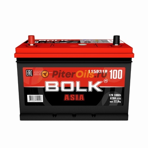 BOLK Аккумулятор ASIA  100 A/ч Прямая L+ 306х175х225 CCA 820A BA 100-3-L