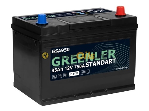 Аккумулятор GREENLER 95Ah 750А обр. пол (-+) 306x173x225