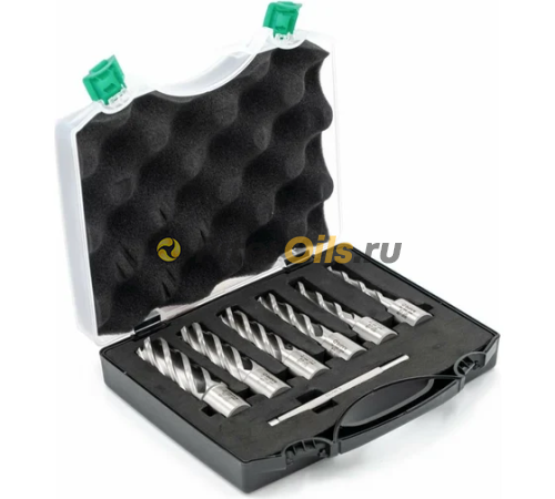 Набор сверл корончатых по металлу HSS Bohre 12,14,16,18,20,22 мм х50, Weldon 19, штифт 6,34х103