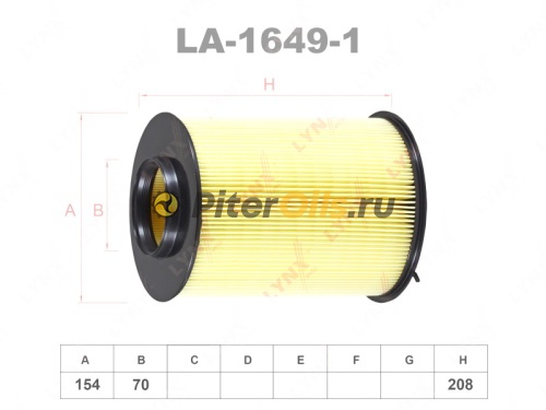 LYNXauto Фильтр воздушный LA16491 (C16134/2,LX1780/3,AK372/1, SB2188)