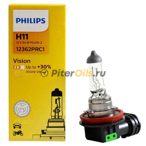 12362PRC1 PHILIPS Лампа галогеновая H11 Vision +30% 12V 55W PGJ19-2C1